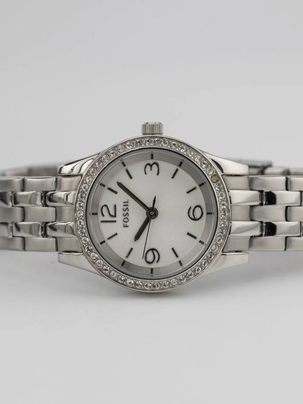 FOSSIL BQ1422 Crystal Bezel Steel Quartz Analog Women's Watch New Battery